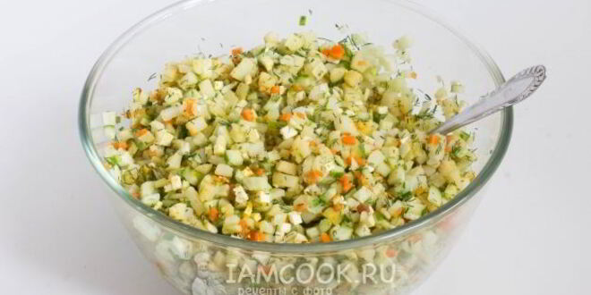 Рецепт окрошки с адыгейским сыром и морковью