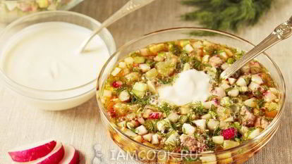 Рецепт Окрошки с говядиной