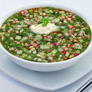 Рецепт Окрошки с колбасой на квасе классическая