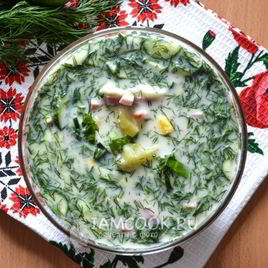 Рецепт Окрошки с колбасой на квасе