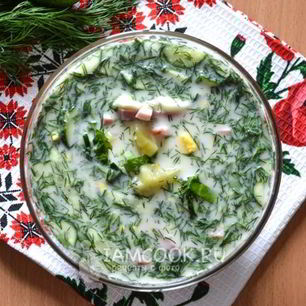 Рецепт Окрошки с колбасой на квасе