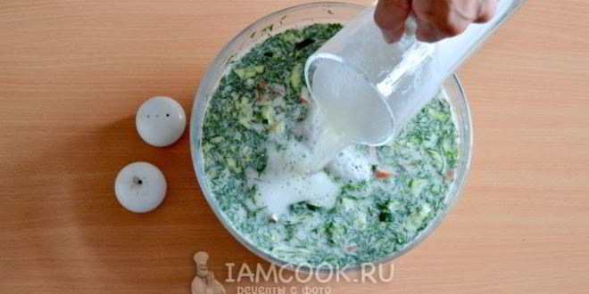 Рецепт окрошки с колбасой на квасе