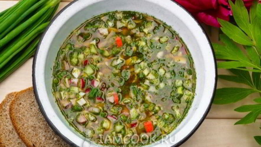 Рецепт окрошки с крабовыми палочками