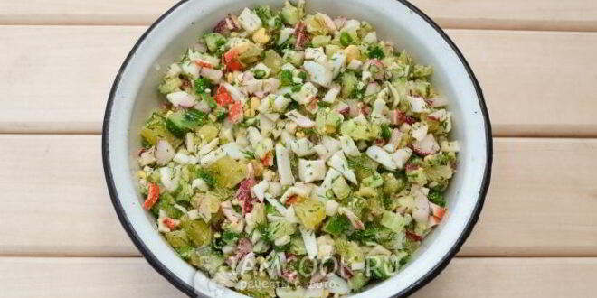 Рецепт окрошки с крабовыми палочками