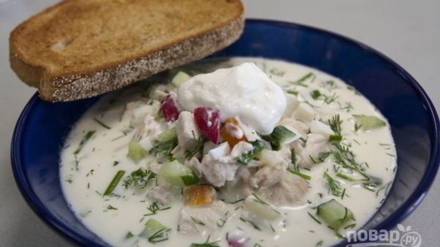 Рецепт окрошки с куриной грудкой