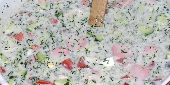 Рецепт окрошки с курицей на простокваше