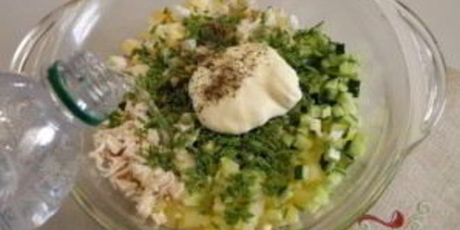 Рецепт окрошки с курицей