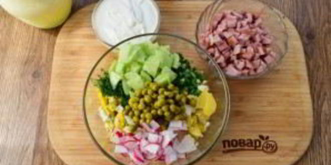 Рецепт окрошки с ветчиной