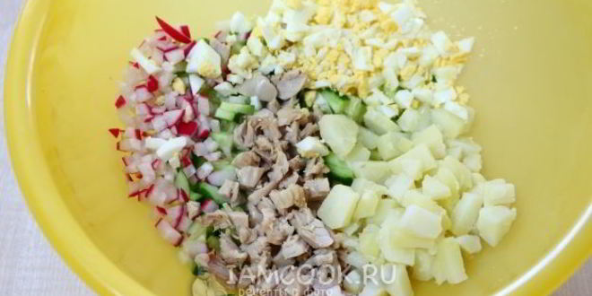 Рецепт окрошки с зеленым горошком