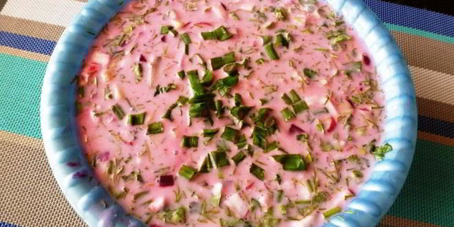 Рецепт окрошки со свеклой и мацони