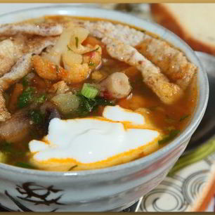 Рецепт Овощного супа с белково-кунжутным омлетом