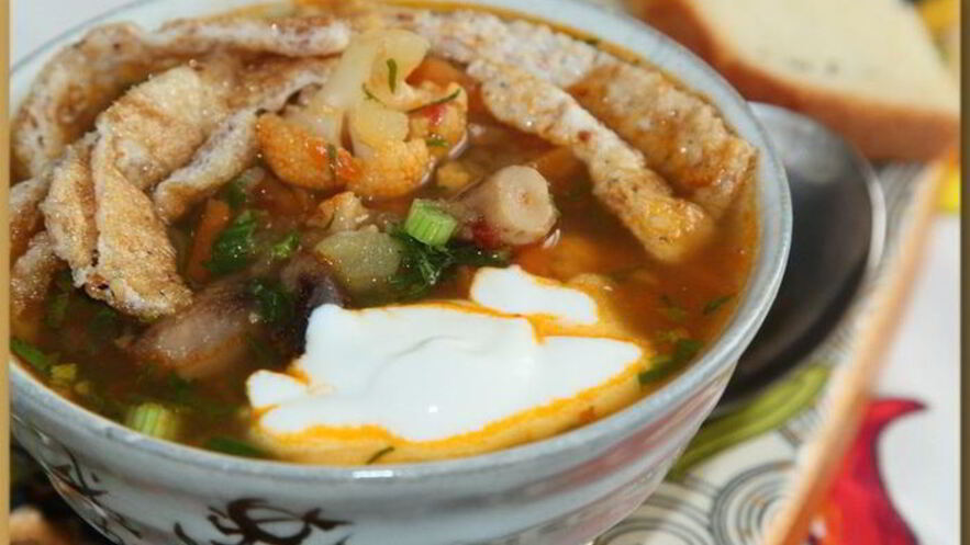 Рецепт овощного супа с белково-кунжутным омлетом