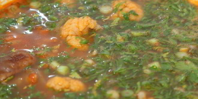 Рецепт овощного супа с белково-кунжутным омлетом