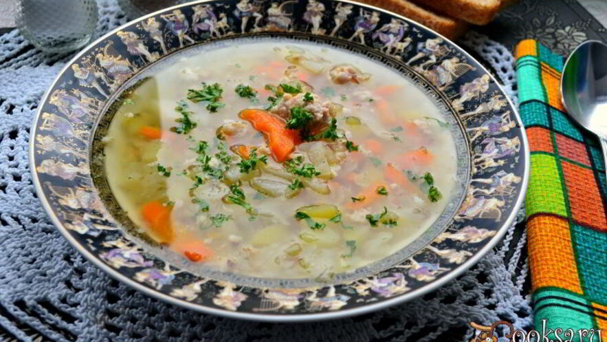 Рецепт овощного супа с гречкой и куриным фаршем