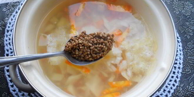 Рецепт овощного супа с гречкой и куриным фаршем
