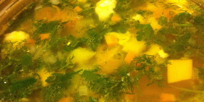 Рецепт овощного супа с семгой