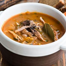 Рецепт Рассольника на утином бульоне с потрохами