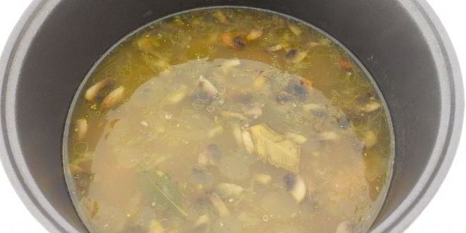 Рецепт рассольника с грибами и овсянкой в мультиварке