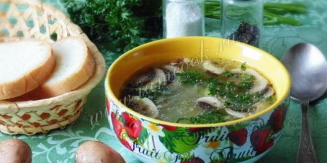 Рецепт рассольника с грибами