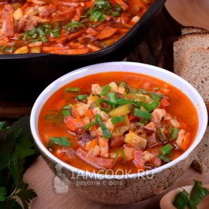 Рецепт Рассольника с копченостями