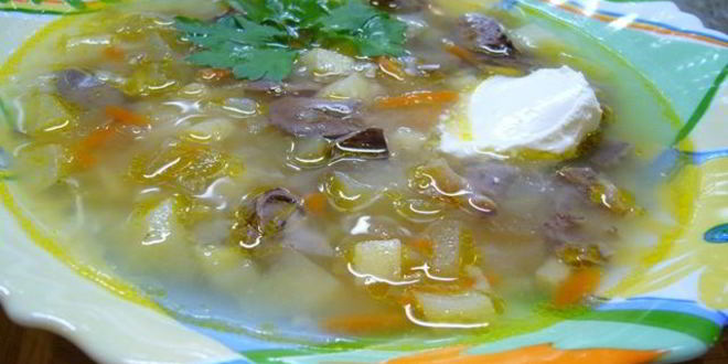 Рецепт рассольника с куриными потрошками