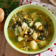 Рецепт Вегетарианского рассольника с перловкой и грибами