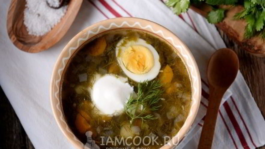 Рецепт зеленых щей со щавелем и яйцом
