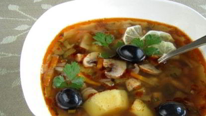 Рецепт Грибной солянки постной