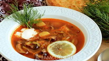 Рецепт Постной солянки с грибами