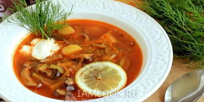 Рецепт постной солянки с грибами