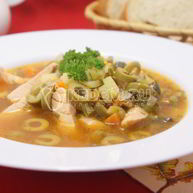 Рецепт Рыбной солянки и семгой и оливками