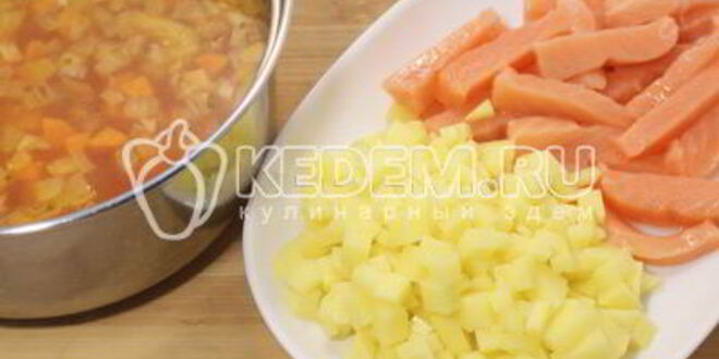 Рецепт рыбной солянки и семгой и оливками