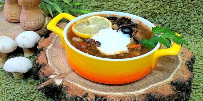 Рецепт солянки грибной с огурцами