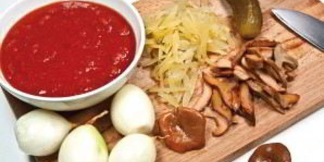 Рецепт солянки мясной на сковороде