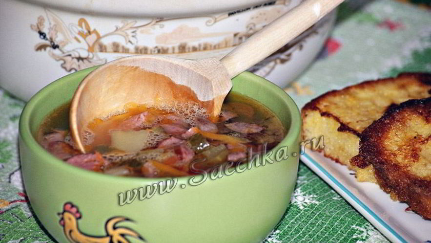 Рецепт солянки охотничьи колбаски