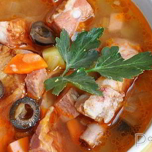 Рецепт Солянки с копчеными ребрами