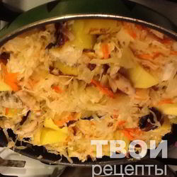 Рецепт Солянки Второе блюдо Тушенная картошка с рыбой и квашенной капустой