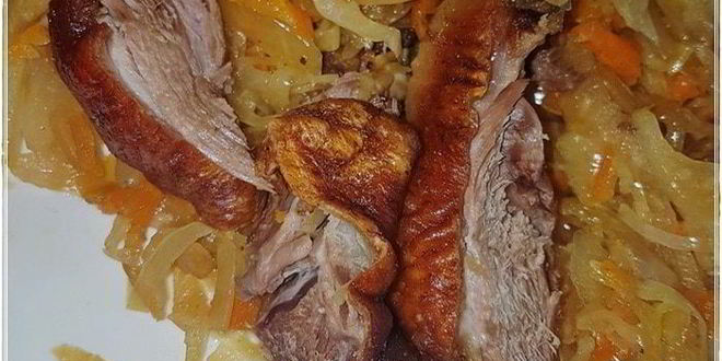 Рецепт утки с капустой