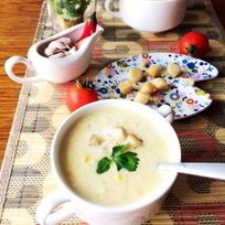 Кукурузный суп-пюре с гребешками