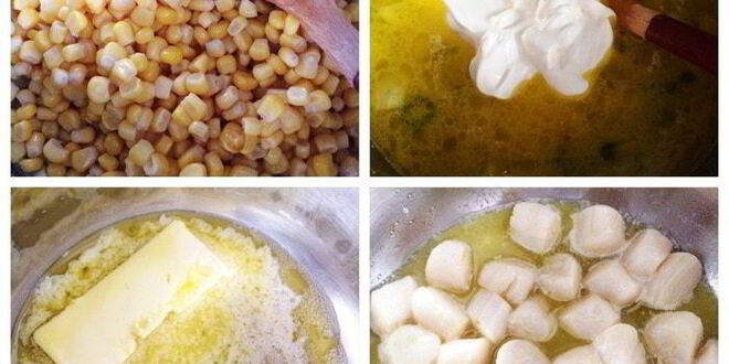 Рецепт кукурузного супа-пюре с гребешками