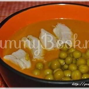 Рецепт Супа-пюре из тыквы с курицей и зеленым горошком