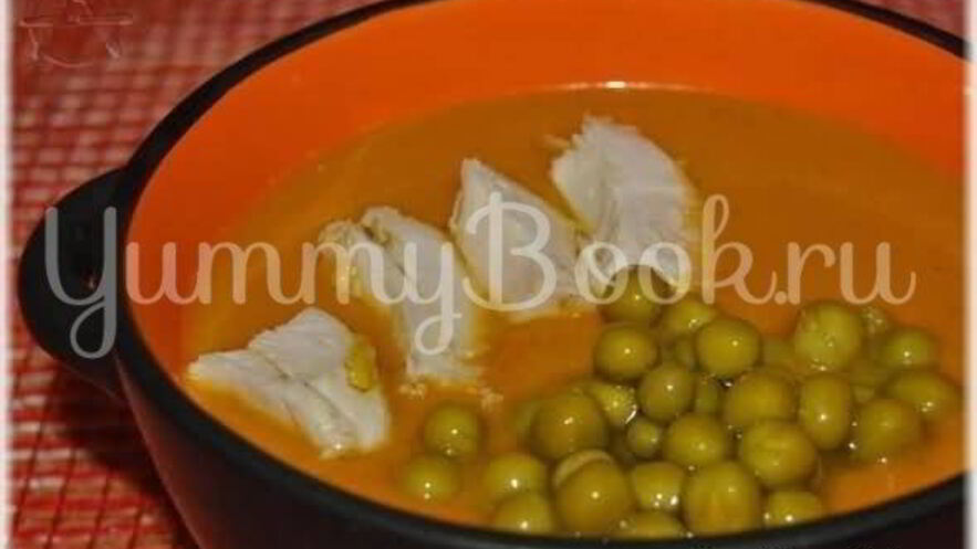 Рецепт супа-пюре из тыквы с курицей и зеленым горошком