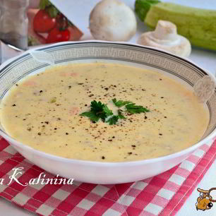 Рецепт Супа-пюре с кабачками, шампиньонами и плавленым сыром