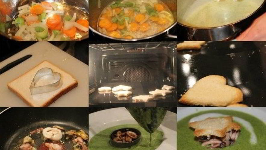 Рецепт супа-пюре со шпинатом и морепродуктами