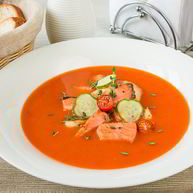 Рецепт Томатного супа-пюре с лососем и треской