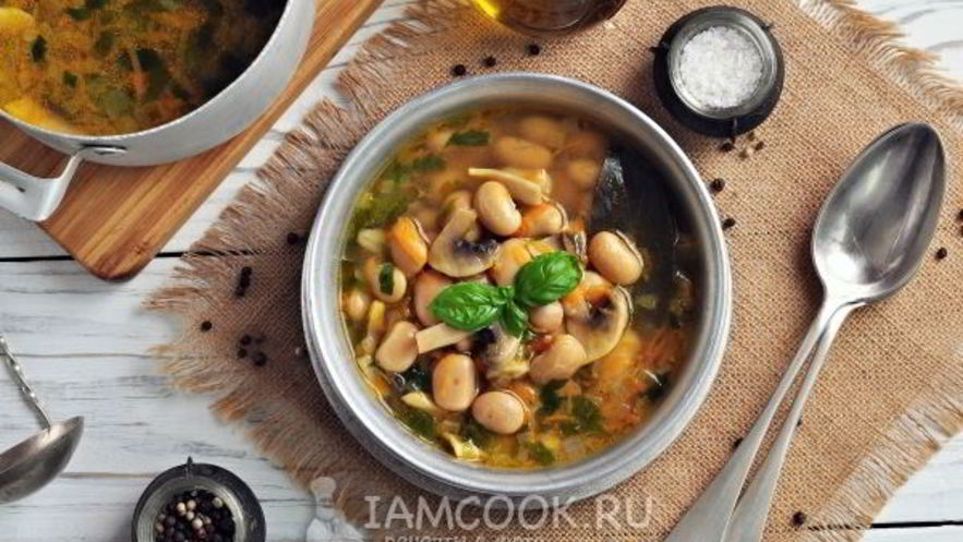 Рецепт супа с фасолью и грибами