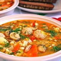 Рецепт Супа с фрикадельками и перловкой