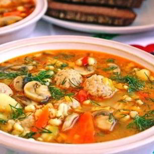 Рецепт Супа с фрикадельками и перловкой