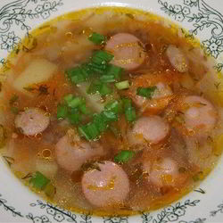 Рецепт Супа с сосисками и макаронами