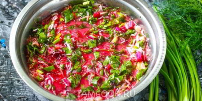 Рецепт свекольника с ботвой
